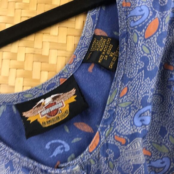 VTG Harley Davidson printed button front crop top - Picture 2 of 5